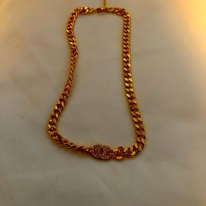 Trendy Luxury brand letter brass cubic zirconia charm 18K real gold chunky